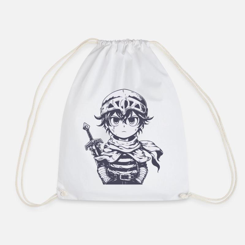 Little Forest Knight with Sword - Drawstring Bag - white