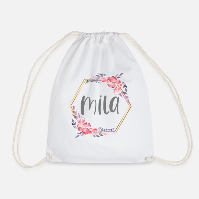 Mila Mädchen Name personalisiertes Geschenk - Turnbeutel - Weiß