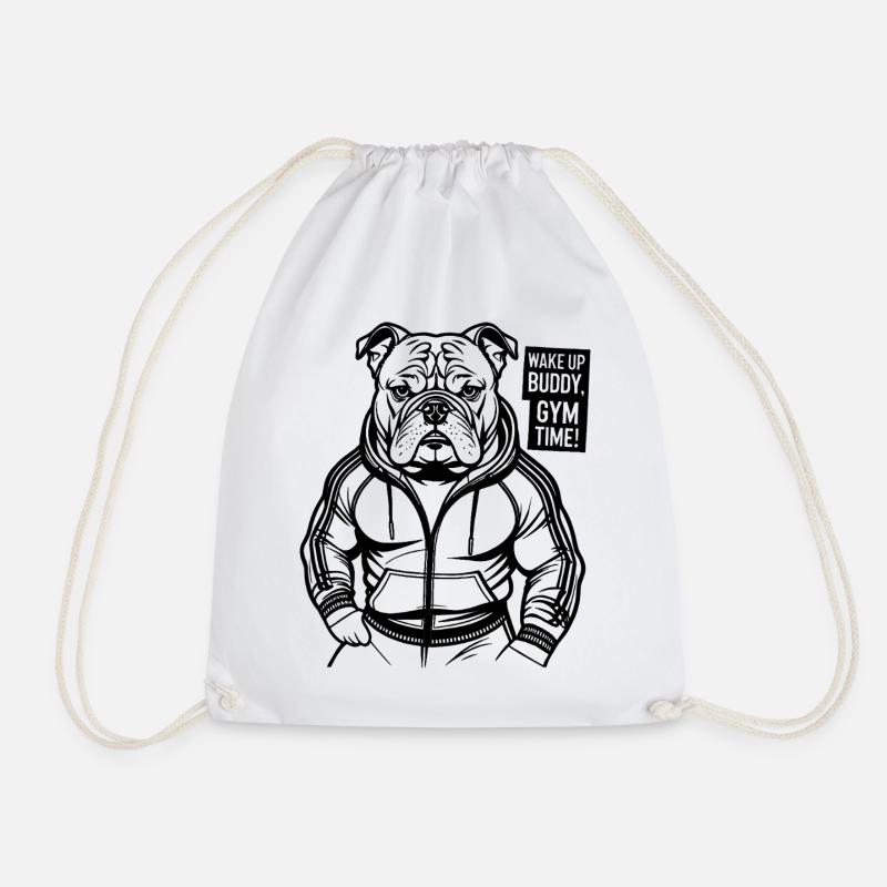 Gym, GYM TIME - Drawstring Bag - white