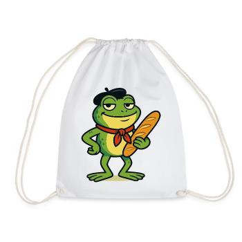 Skurrile Frankreich Frosch Bäcker Illustration - Turnbeutel - Weiß - Vorne