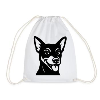 Cool dog in black and white - Drawstring Bag - white - Front