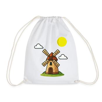 Imprimé pittoresque de moulin à vent de style vintage - Sac de sport léger - blanc - Devant