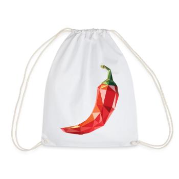 Chili Pepper - Cooles Low-Poly-Gemüse-Logo - Turnbeutel - Weiß - Vorne