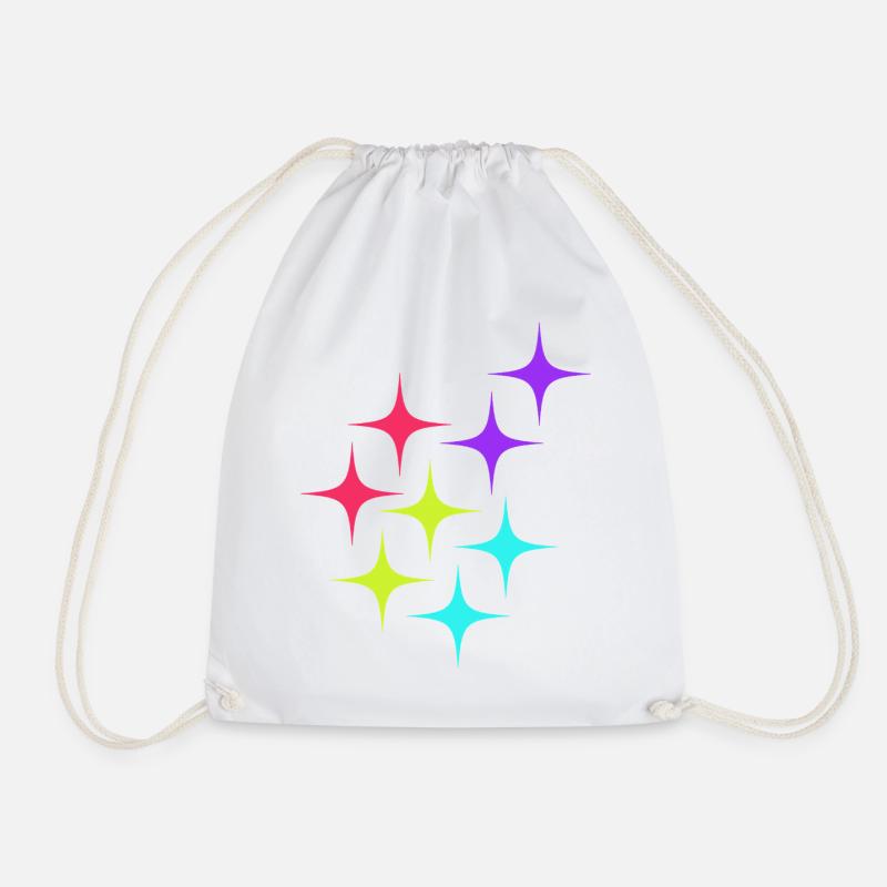 Colorful star sparkle pattern - Drawstring Bag - white
