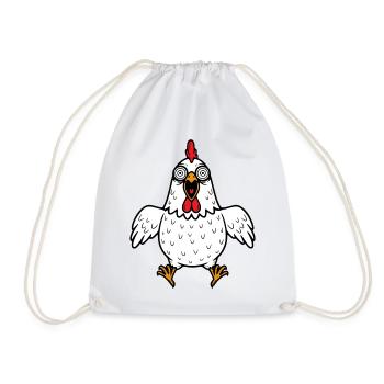 Huhn verrückt Hühner Henne Hahn Gockel Geflügel  - Turnbeutel - Weiß - Vorne