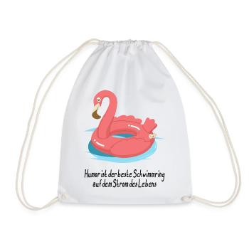 Flamingo Schwimmring Humor - Turnbeutel - Weiß - Vorne