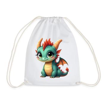 Cute Baby Dragon - Drawstring Bag - white - Front