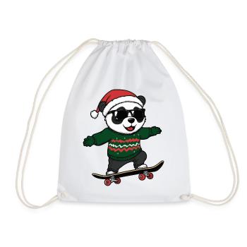 Panda Christmas Funny - Drawstring Bag - white - Front