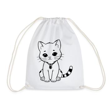 Katze Kätzchen Katzenshirt Geschenk - Turnbeutel - Weiß - Vorne