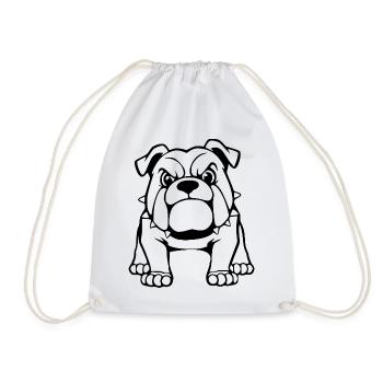 Black Bulldog Gift Christmas - Drawstring Bag - white - Front