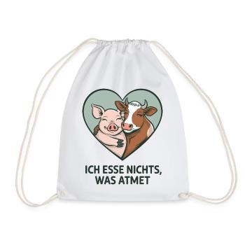 I Don't Eat Anything That Breathes Heart Motif Animal Love - Drawstring Bag - white - Front