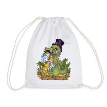 Drôle de jeu de mots Tea Rex Dino dessiné à la main - Sac de sport léger - blanc - Devant