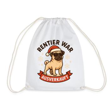 Reindeer was sold out Pug Pug - Drawstring Bag - white - Front