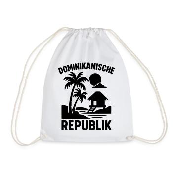 Dominican Republic Silhouette - Drawstring Bag - white - Front