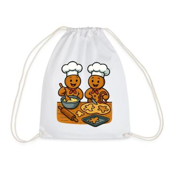 Weihnachtsbäckerei Lebkuchenmann Cartoon - Turnbeutel - Weiß - Vorne