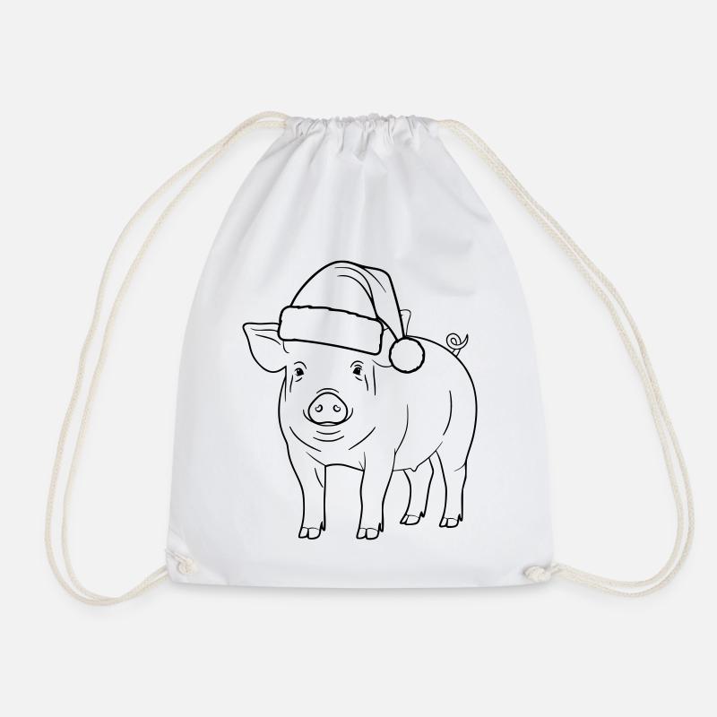 Illustration du cochon avec le chapeau de Père Noël - Sac de sport léger - blanc