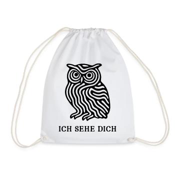 Eule „Ich sehe dich“ – Mystisches Design - Turnbeutel - Weiß - Vorne