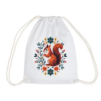 Écureuil dans une couronne de fleurs - Sac de sport léger - blanc - Devant