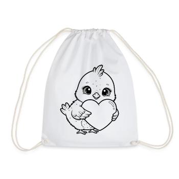 Petit poussin mignon au cœur – Design d’animal mignon - Sac de sport léger - blanc - Devant