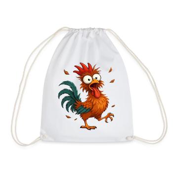 Crazy Chicken Cartoon Funny Animal Design - Drawstring Bag - white - Front