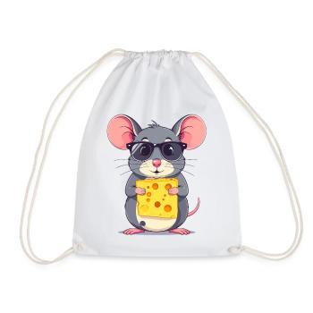 Souris au fromage cool avec des lunettes de soleil - Sac de sport léger - blanc - Devant