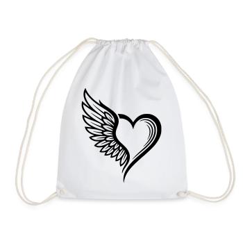 Angel Wings Heart Logo - Drawstring Bag - white - Front