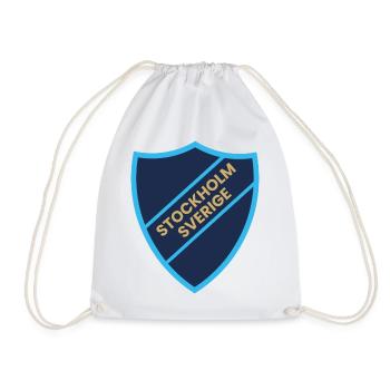 Stockholm Shield Blue Contrast Design - Drawstring Bag - white - Front