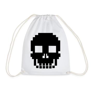 Pixel Totenkopf Skull Retro Game Over - Turnbeutel - Weiß - Vorne