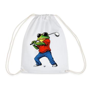 Golfing frog - Drawstring Bag - white - Front