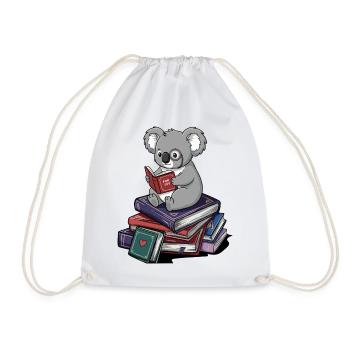 Ours koala rat de bibliothèque lisant des livres d’art - Sac de sport léger - blanc - Devant