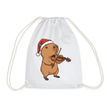 Weihnachten Capybara-Tier spielt Geige - Turnbeutel - Weiß - Vorne