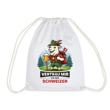 Alpine Goat Hiker with Beer - Drawstring Bag - white - Front