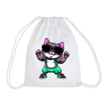 Fitness Cat - Drawstring Bag - white - Front