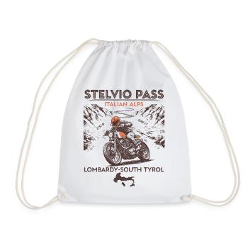 Stelvio Pass Italy – Vintage Motorcycle Alps Road - Drawstring Bag - white - Front