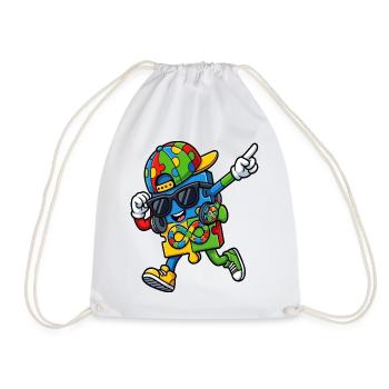 Regenbogenpuzzle-Maskottchen - Turnbeutel - Weiß - Vorne