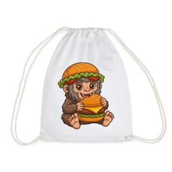Mignon Sasquatch Bigfoot Cartoon Burger de restauration rapide - Sac de sport léger - blanc - Devant