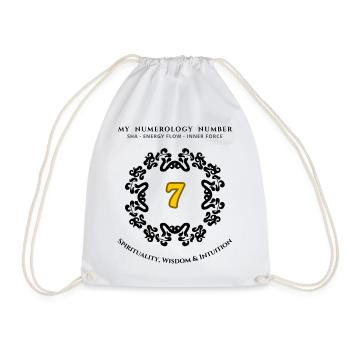 Number 7 Symbol of Spirituality, Wisdom and Intuition - Drawstring Bag - white - Front