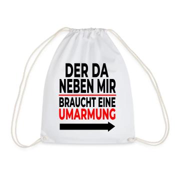Umarmung: Rote Linie Schriftdesign - Turnbeutel - Weiß - Vorne