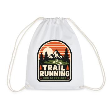 Trail Running Run to Explore Badge - Drawstring Bag - white - Front