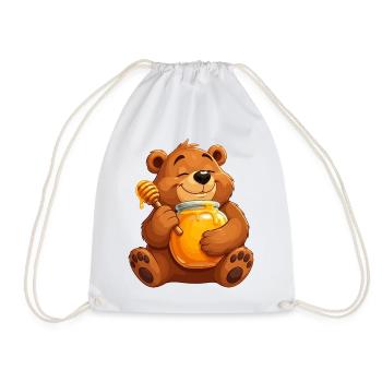 Ours câlin avec pot de miel - Sac de sport léger - blanc - Devant