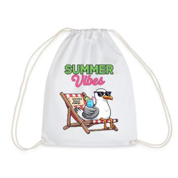 Summer Vibes Goose on a Deckchair - Drawstring Bag - white - Front
