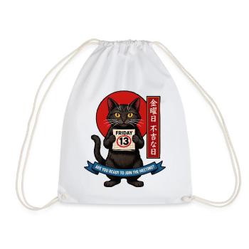 Black cat on Friday 13th e-Ukiyo style  - Turnbeutel - Weiß - Vorne