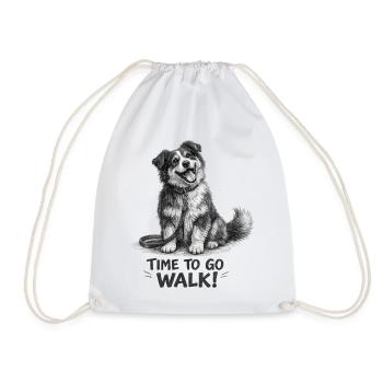 I'm Ready for the Walk Funny Dog - Drawstring Bag - white - Front
