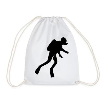 Diver Silhouette Diving Diver Gift - Drawstring Bag - white - Front