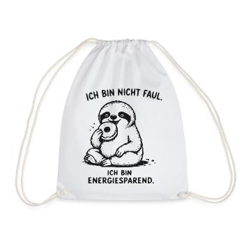 Ich bin energiesparend Faultier - Turnbeutel - Weiß - Vorne