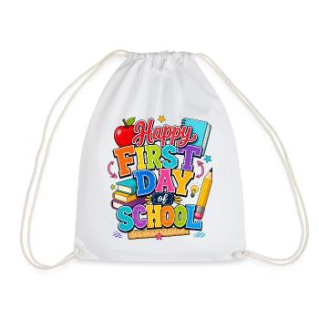 Happy First Day of School Books - Drawstring Bag - white - Front