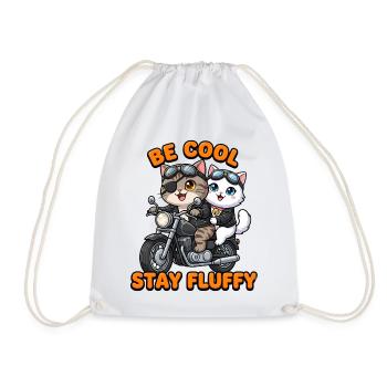 Niedliche Katzen Motorrad-Duo Fluffy Stil - Turnbeutel - Weiß - Vorne