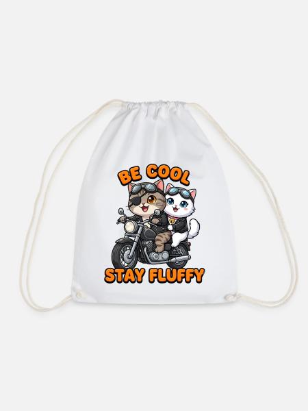 Niedliche Katzen Motorrad-Duo Fluffy Stil - Turnbeutel - Weiß