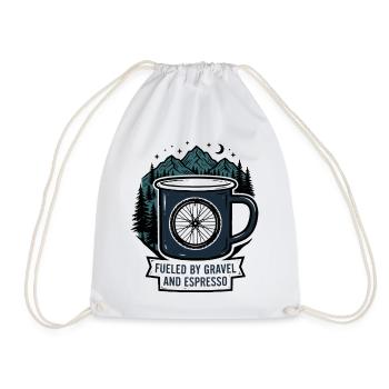 Fueled by Gravel and Espresso Coffee Mug - Drawstring Bag - white - Front