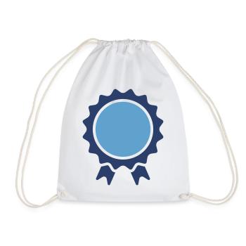 Achievement Award Badge Ribbon Design - Drawstring Bag - white - Front